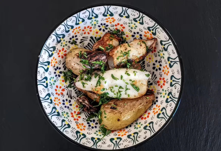 Calamares con papas asadas