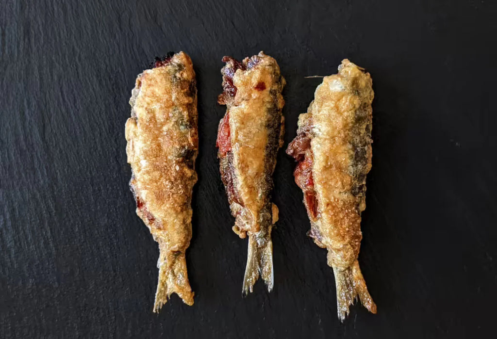 SARDINAS REBOZADAS CON JAMÓN Y PIMIENTO