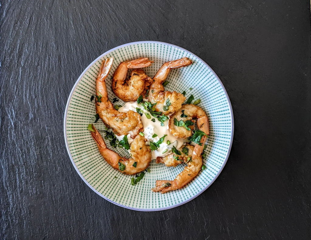 Gambas a la Gabardina con Alioli