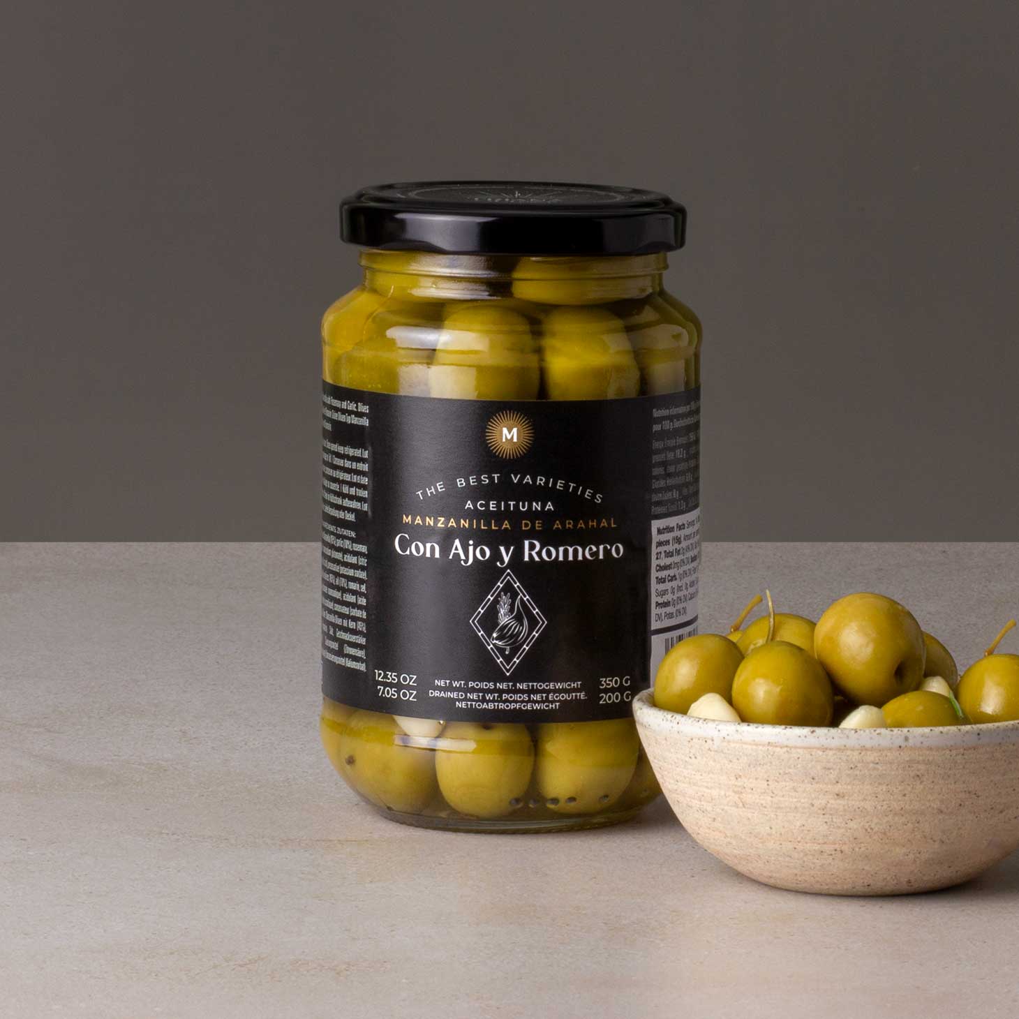 Whole Green Olive Manzanilla with Rosemary and Garlic